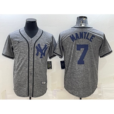 Men's New York Yankees #7 Mickey Mantle Grey Cool Base Stitched Jersey