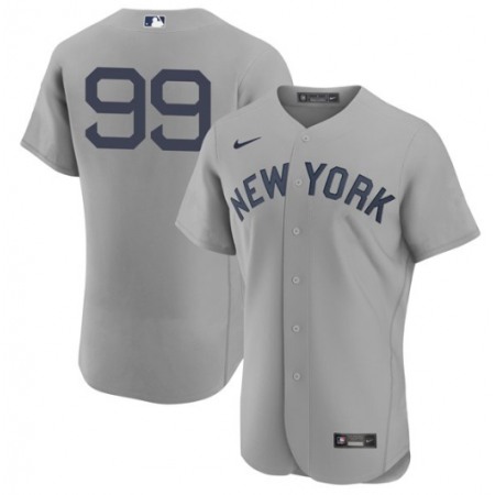 Men's New York Yankees #99 Aaron Judge 2021 Grey Field of Dreams Flex Base Stitched Baseball Jersey