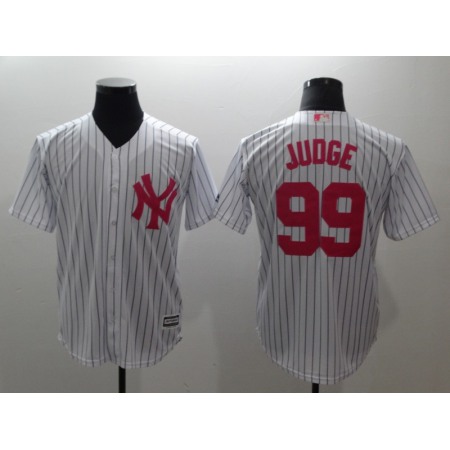 Men's New York Yankees #99 Aaron Judge White Pink Cool Base Stitched MLB Jersey