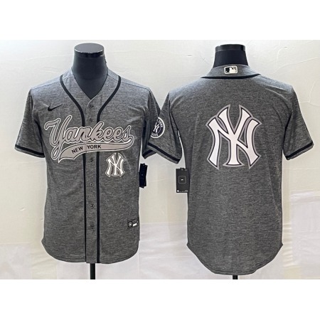 Men's New York Yankees Gray Team Big Logo Cool Base Stitched Baseball Jersey