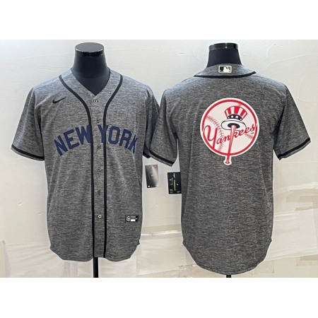 Men's New York Yankees Gray Team Big Logo Cool Base Stitched Baseball Jersey