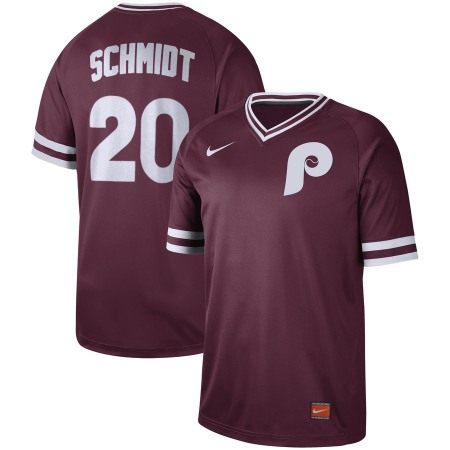 Men's Philadelphia Phillies #20 Mike Schmidt Maroon Cooperstown Collection Legend Stitched MLB Jersey