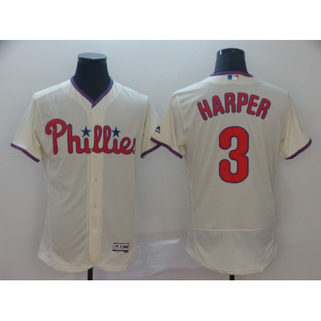 Men's Philadelphia Phillies #3 Bryce Harper Majestic White Flex Base Stitched MLB Jersey