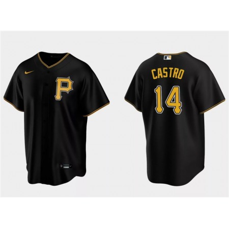 Men's Pittsburgh Pirates #14 Rodolfo Castro Black Cool Base Stitched Baseball Jersey