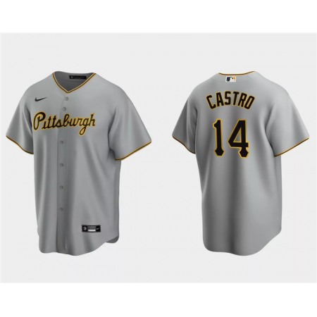 Men's Pittsburgh Pirates #14 Rodolfo Castro Grey Cool Base Stitched Baseball Jersey