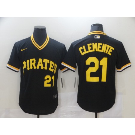 Men's Pittsburgh Pirates #21 Roberto Clemente Black Cool Base Stitched Jersey