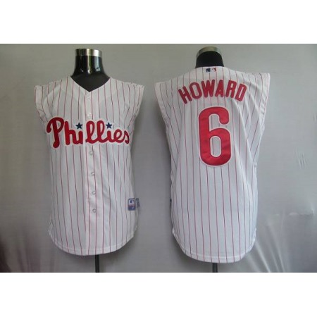 Phillies #6 Ryan Howard White(Red Strip) Vest Style Stitched MLB Jersey