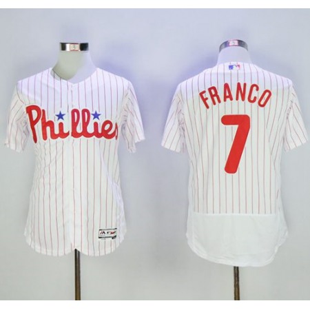 Phillies #7 Maikel Franco White(Red Strip) Flexbase Authentic Collection Stitched MLB Jersey