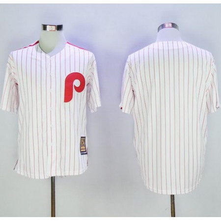 Phillies Blank White(Red Strip) Cooperstown Stitched MLB Jersey