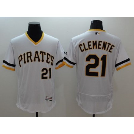 Pirates #21 Roberto Clemente White Flexbase Authentic Collection Cooperstown Stitched MLB Jersey