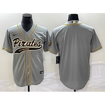 Men's Pittsburgh Pirates Blank Gray Cool Base Stitched Baseball Jersey