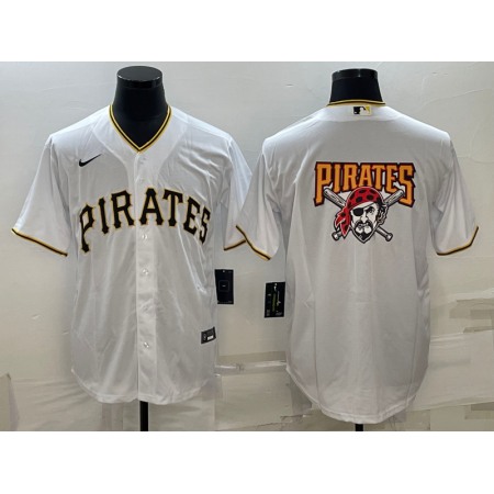 Men's Pittsburgh Pirates White Team Big Logo Cool Base Stitched Baseball Jersey