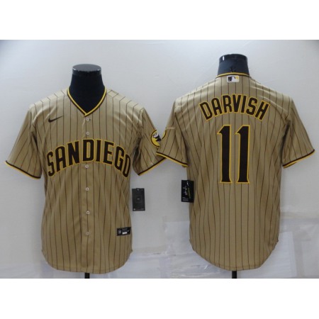 Men's San Diego Padres #11 Yu Darvish Brown Cool Base Stitched Jersey