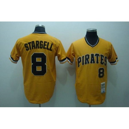 Mitchell and Ness Pirates #8 Willie Stargell Stitched Yellow Throwback MLB Jersey