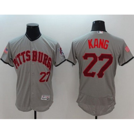 Pirates #27 Jung-ho Kang Grey Fashion Stars & Stripes Flexbase Authentic Stitched MLB Jersey