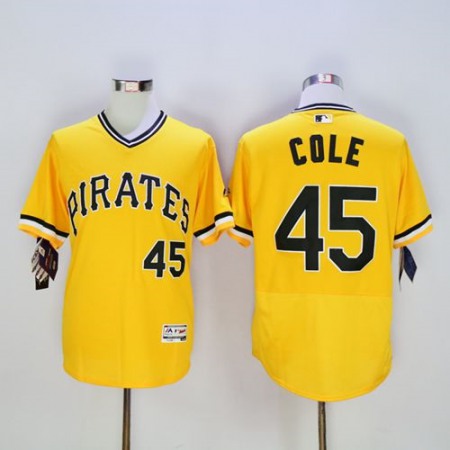 Pirates #45 Gerrit Cole Gold Flexbase Authentic Collection Stitched MLB Jersey