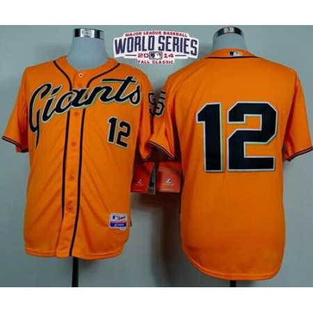 Giants #12 Joe Panik Orange Alternate Cool Base W/2014 World Series Patch Stitched MLB Jersey