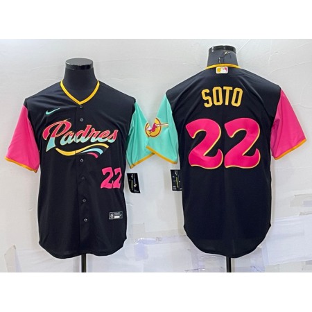 Men's San Diego Padres #22 Juan Soto 2022 Black City Connect Cool Base Stitched Jersey