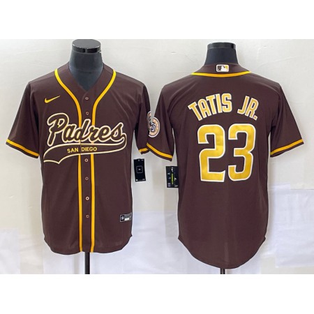 Men's San Diego Padres #23 Fernando Tatis Jr. Brown Cool Base Stitched Baseball Jersey