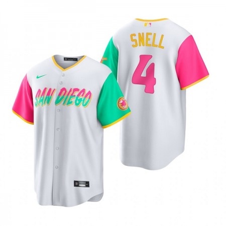 Men's San Diego Padres #4 Blake Snell 2022 White City Connect Cool Base Stitched Jersey