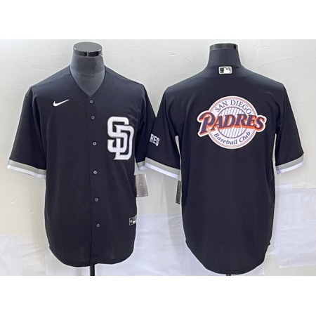 Men's San Diego Padres Black Team Big Logo Cool Base Stitched Baseball Jersey