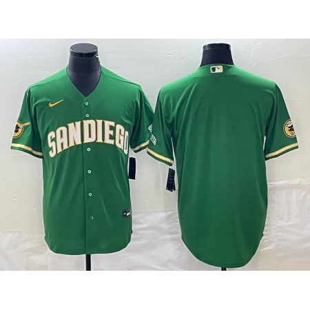 Men's San Diego Padres Blank Green Cool Base Stitched Baseball Jersey