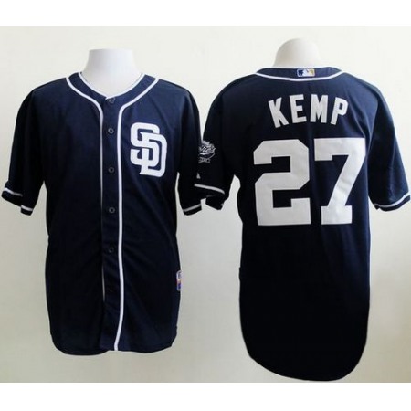 Padres #27 Matt Kemp Dark Blue Alternate 1 Cool Base Stitched MLB Jersey