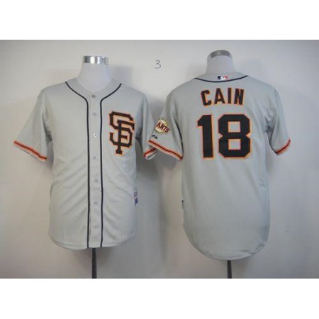 Giants #18 Matt Cain Grey Cool Base Road 2 Stitched MLB Jersey