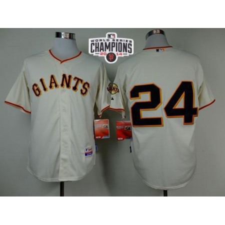 Giants #24 Willie Mays Cream Cool Base W/2014 World Series Champions Patch Stitched MLB Jersey