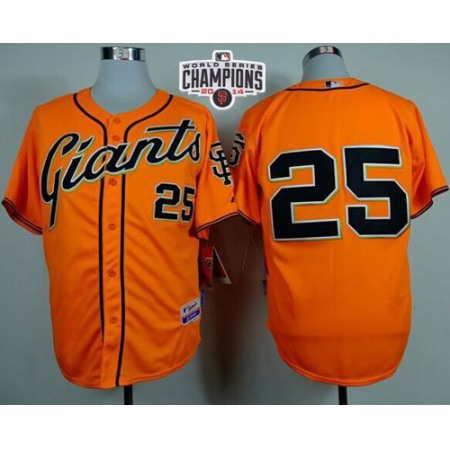 Giants #25 Barry Bonds Orange Alternate Cool Base W/2014 World Series Champions Stitched MLB Jersey