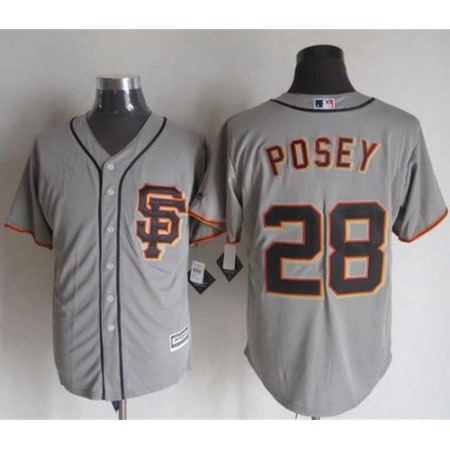 Giants #28 Buster Posey Grey Road 2 New Cool Base Stitched MLB Jersey