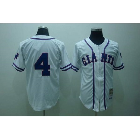 Mitchell and Ness Giants #4 Mel Ott Stitched White Throwback MLB Jersey