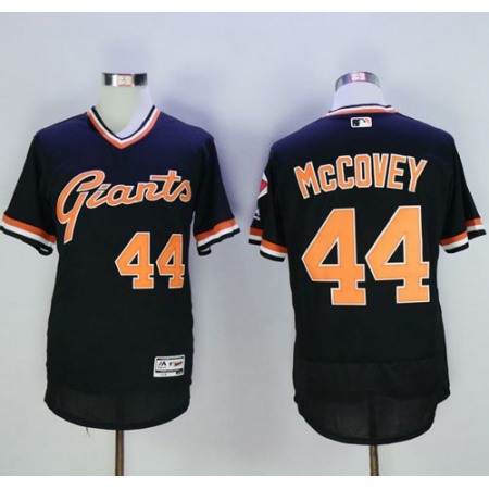 Giants #44 Willie McCovey Black Flexbase Authentic Collection Cooperstown Stitched MLB Jersey