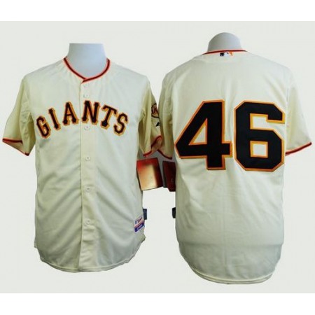 Giants #46 Santiago Casilla Cream Home Cool Base Stitched MLB Jersey