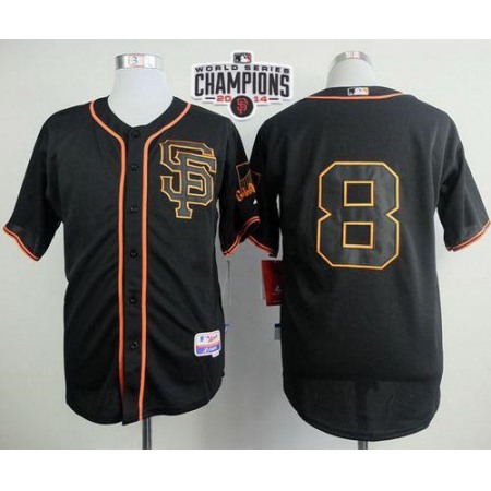 Giants #8 Hunter Pence Black W/2014 World Series Champions Patch Stitched MLB Jersey