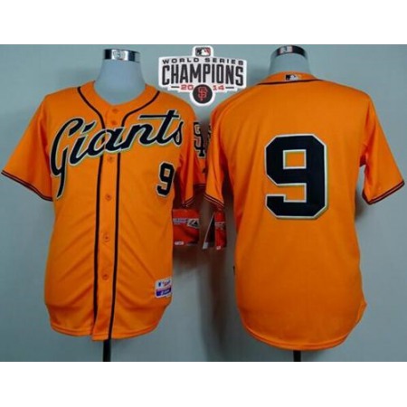 Giants #9 Brandon Belt Orange Cool Base W/2014 World Series Champions Stitched MLB Jersey