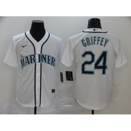 Men's Seattle Mariners #24 Ken Griffey White Cool Base Stitched MLB Jersey