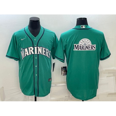 Men's Seattle Mariners Aqua Team Big Logo Cool Base Stitched jersey