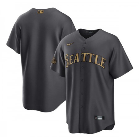 Men's Seattle Mariners Blank 2022 All-Star Charcoal Cool Base Stitched Baseball Jersey