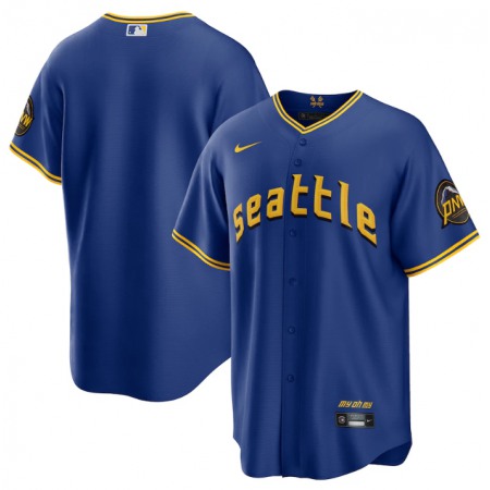 Men's Seattle Mariners Blank Royal 2023 City Connect Cool Base Stitched Baseball Jersey