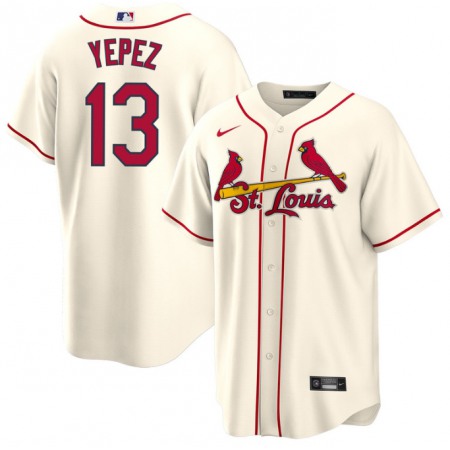 Men's St. Louis Cardinals #13 Juan Yepez Cream Cool Base Stitched Jersey