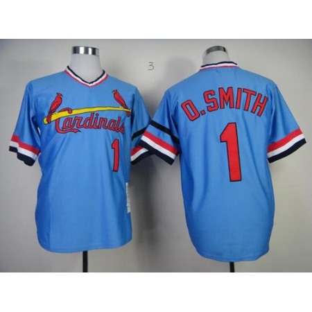 Mitchell And Ness 1982 Cardinals #1 Ozzie Smith Blue Stitched MLB Throwback Jersey