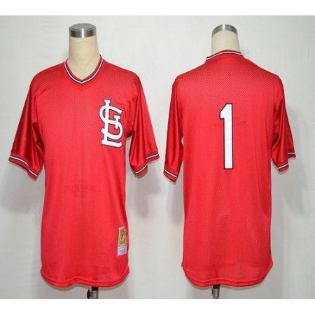 Mitchell And Ness 1985 Cardinals #1 Ozzie Smith Red Stitched MLB Jersey