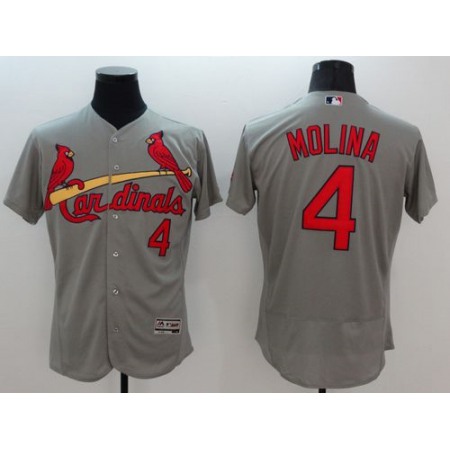 Cardinals #4 Yadier Molina Grey Flexbase Authentic Collection Stitched MLB Jersey