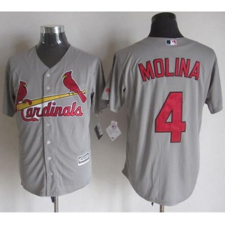 Cardinals #4 Yadier Molina Grey New Cool Base Stitched MLB Jersey