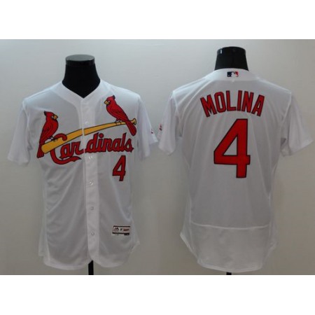 Cardinals #4 Yadier Molina White Flexbase Authentic Collection Stitched MLB Jersey