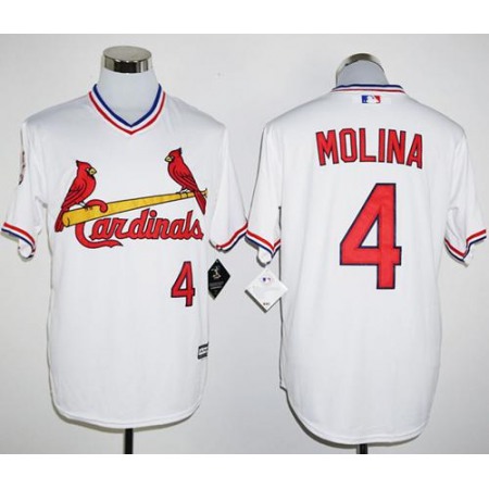 Cardinals #4 Yadier Molina White New Cool Base Cooperstown Stitched MLB Jersey