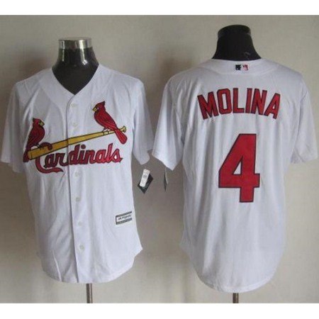 Cardinals #4 Yadier Molina White New Cool Base Stitched MLB Jersey