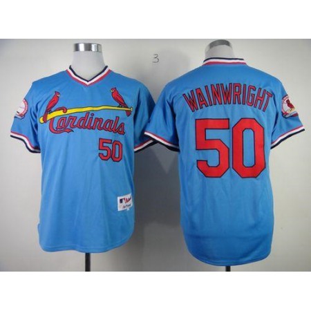 Cardinals #50 Adam Wainwright Blue 1982 Turn Back The Clock Stitched MLB Jersey