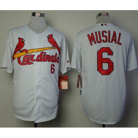 Cardinals #6 Stan Musial White Cool Base Stitched MLB Jersey